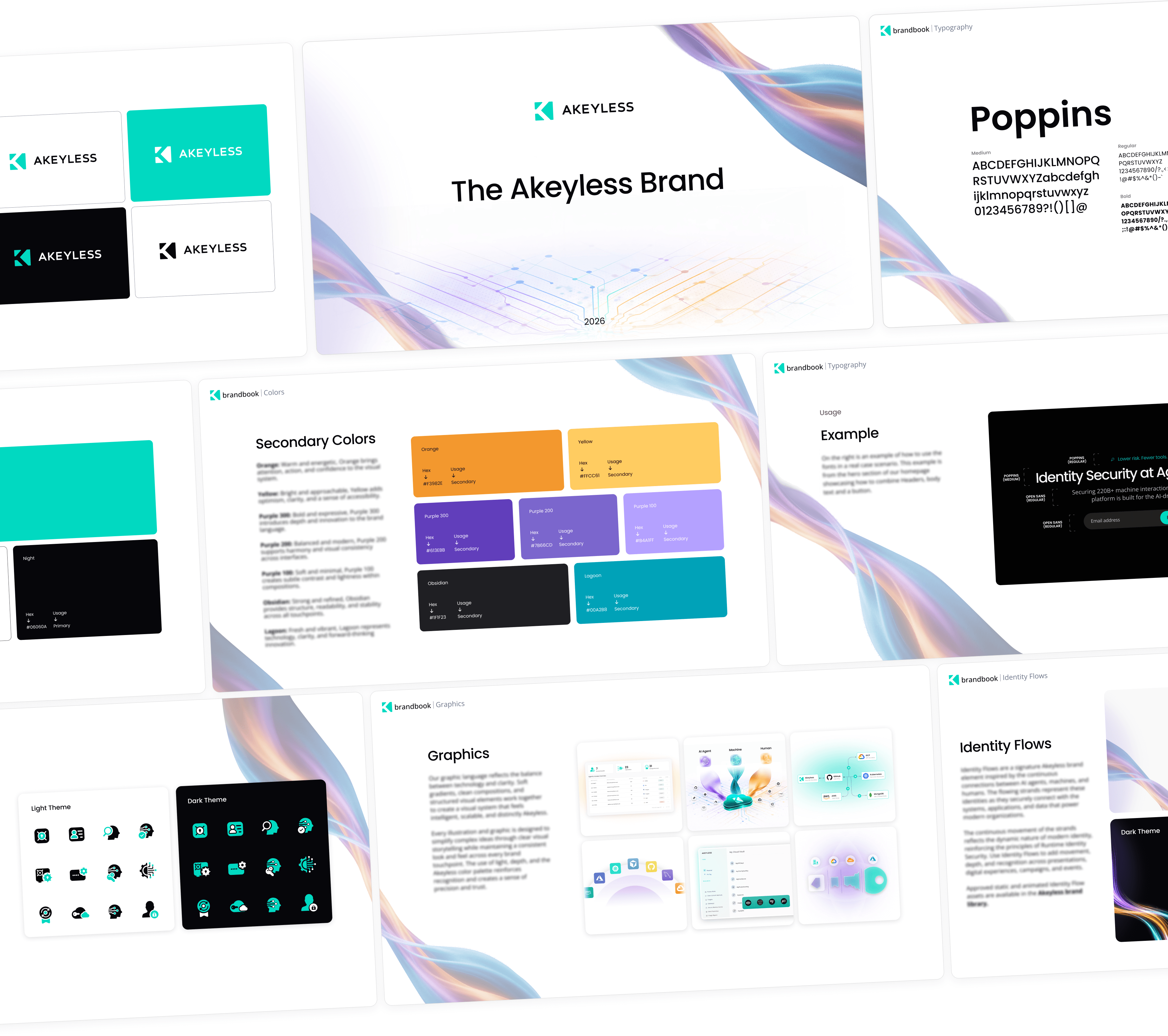 Akeyless branding concept: dark visual identity and matrix-inspired design system