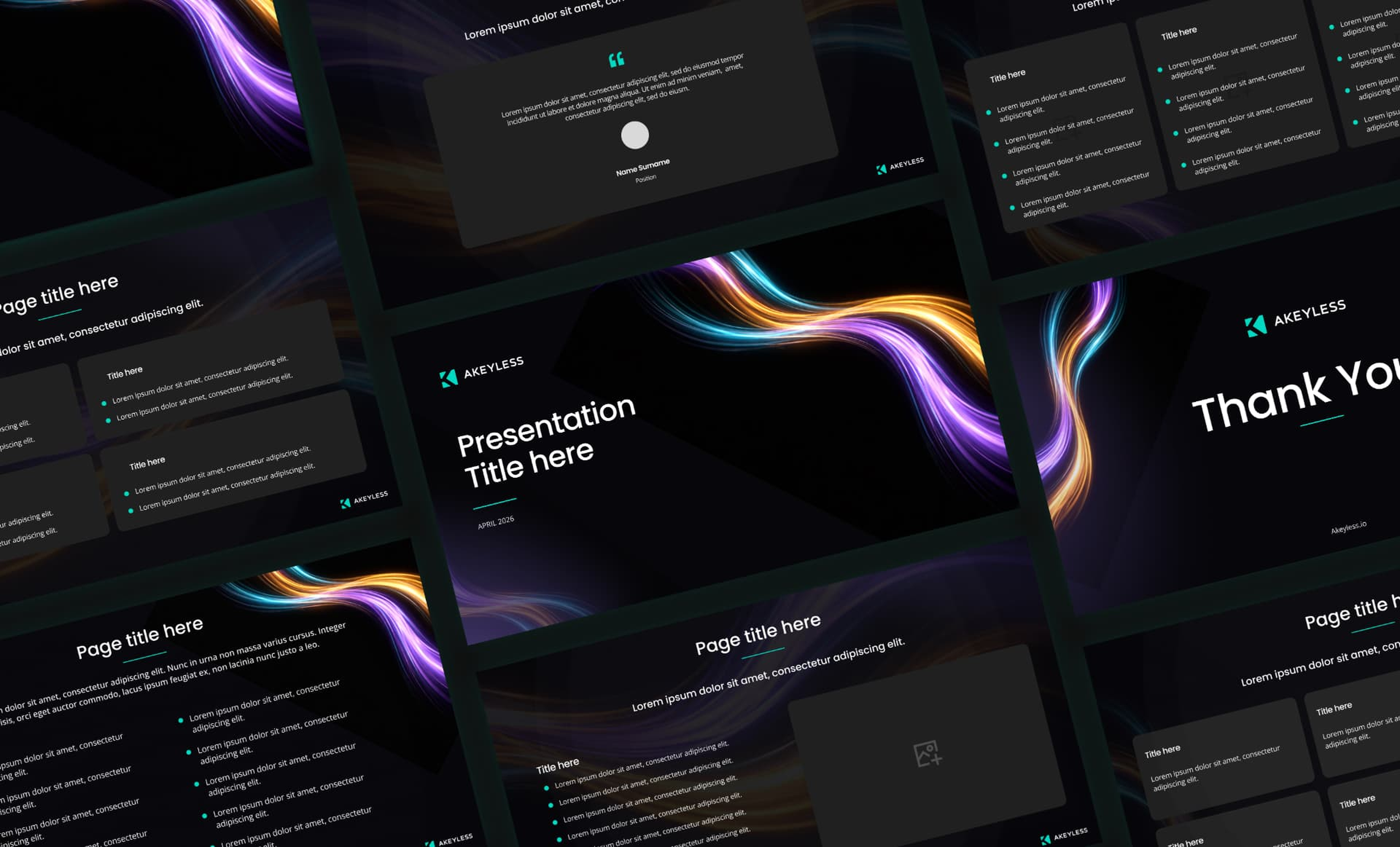 Akeyless pitch deck templates: dark theme